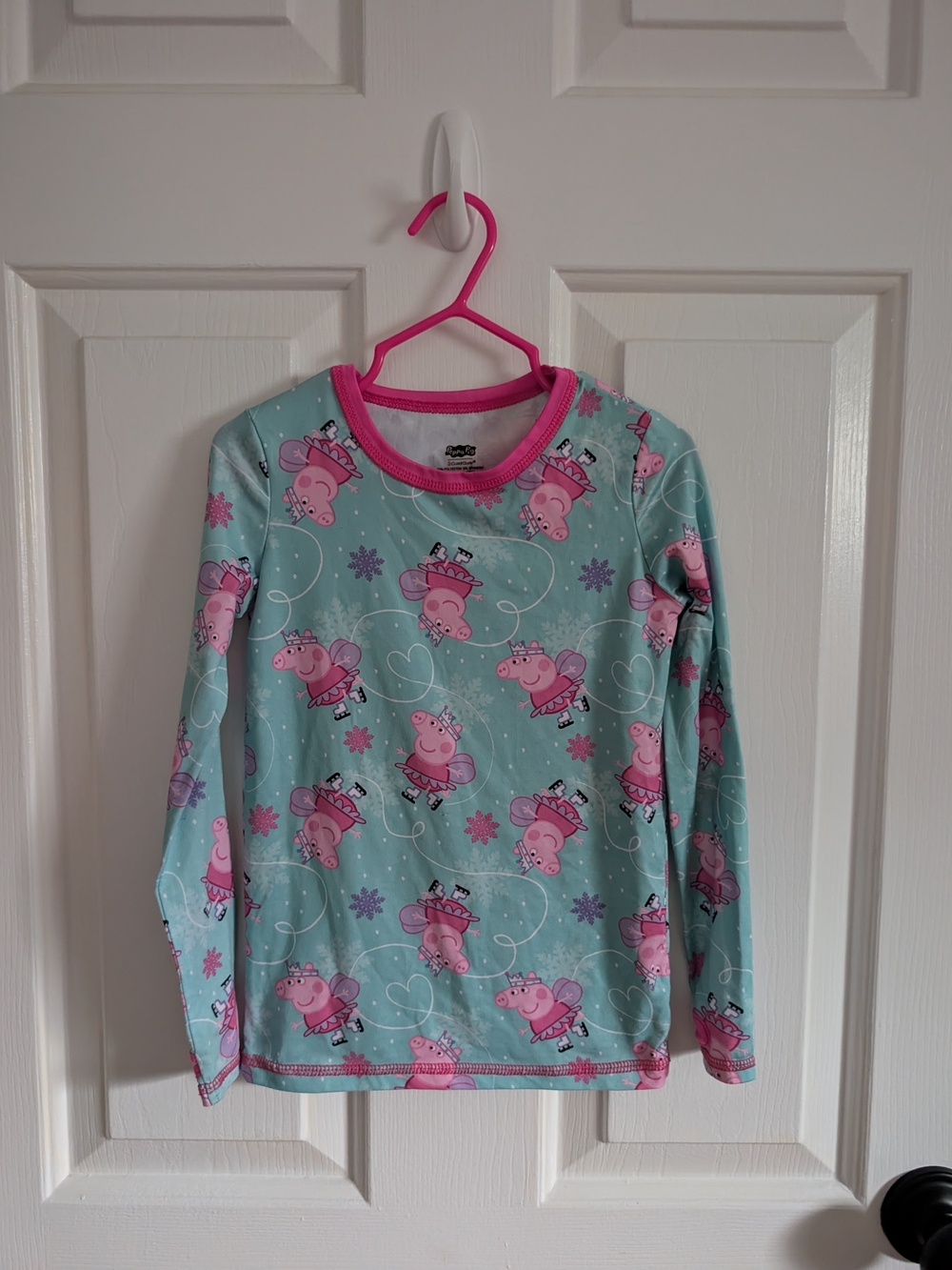 Cuddle Duds Girls Peppa Pig Long-Sleeve Pajamas Light Blue with Pink Trim XS